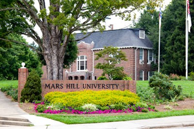 A modern look at the Mars Hill University entrance. The institution was established in 1856 and became a university in 2013. 