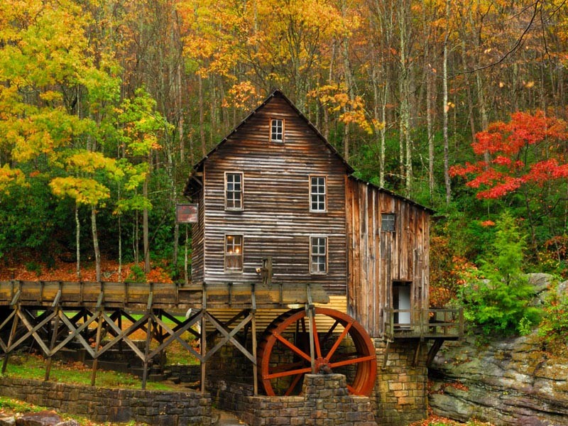 Glade Creek Grist Mill. The basic structure of the mill came from the Stoney Creek Grist Mill which dates back to 1890. 