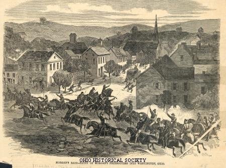 Article of Morgan's Raiders entering Washington,Ohio, from Harper's Weekly, Saturday, August 15, 1863.