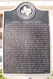 Original Tom Green county marker