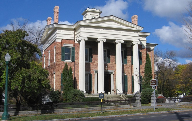 The Willard-Case Mansion was built in 1836 and now houses the Cayuga Museum. 