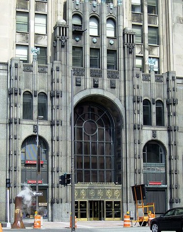 The main entrance on Grand Ave