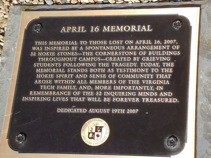 April 16 Memorial Plaque