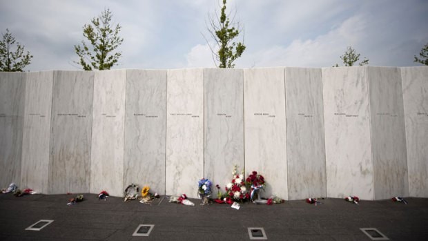 The memorial wall honors the lives of those who perished on United Flight 93.