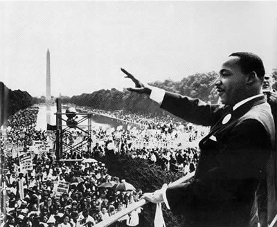 Photo of Rev. Martin Luther King Jr. during his "I Have a Dream" speech in 1963.