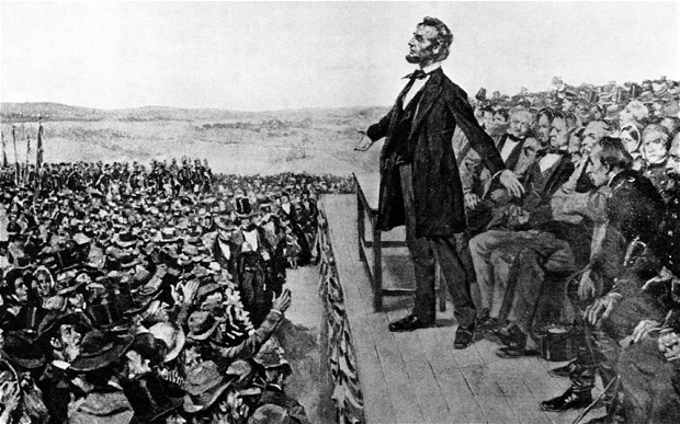 Abraham Lincoln giving the Gettysburg Address