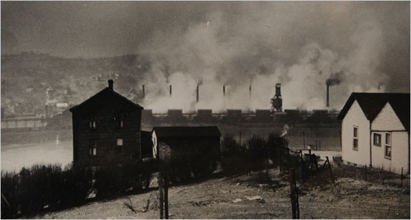 This historic photo shows the town of Donora near the time of the tragic temperature inversion that trapped industrial pollutants in 1948.