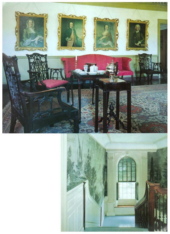 The back parlor and staircase inside of the Moffatt-Ladd House