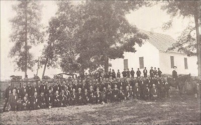 People posing in front Dunker Church