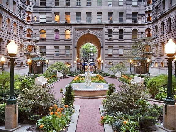 Ground-level view of the courtyard 