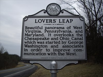 The historical marker is located along the road near the lodge where visitors can walk down and view Lovers' Leap. 