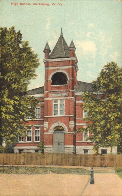 Color postcard of the Towers High School.