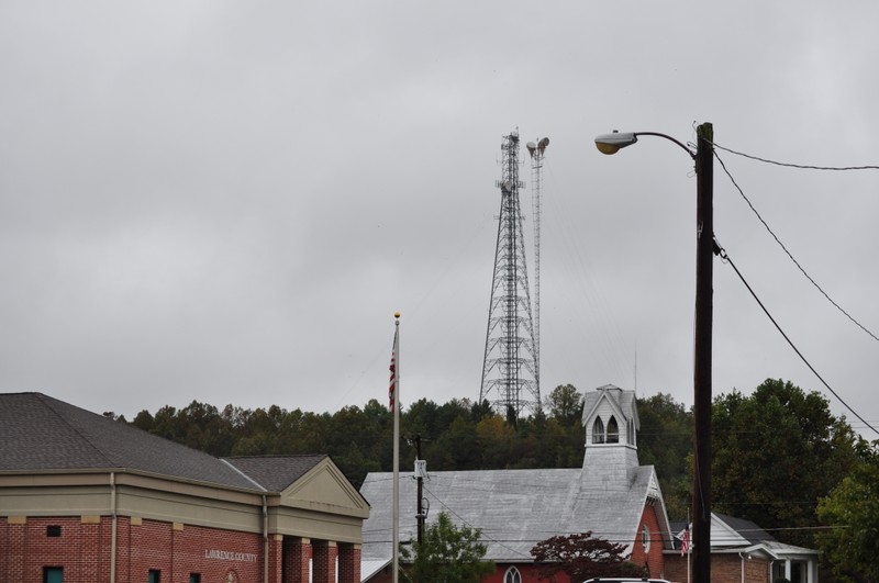 View of Fort Bishop overlooking The First United Methodist Church located downtown at 202 W Main St. Louisa, KY