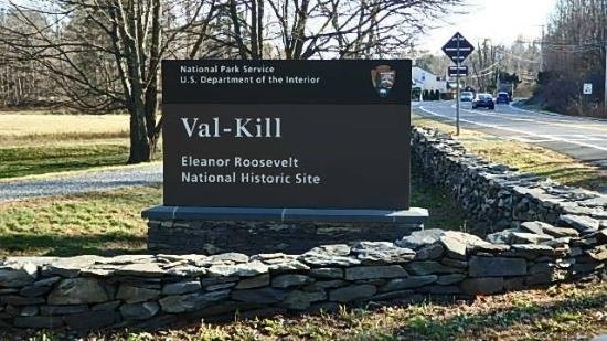 The National Park Service's Val-Kill sign off of Violet Avenue