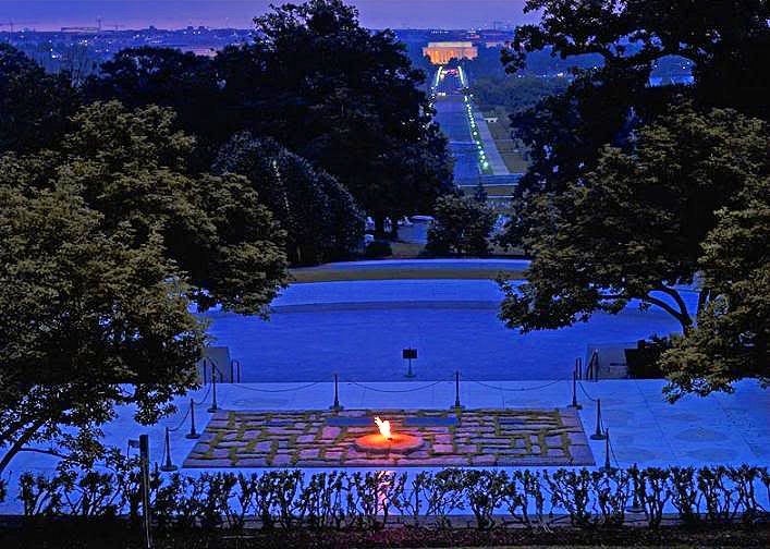 A shot of the flame at night.