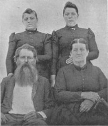 Jim and Malinda Conder shortly after the events of August 10, 1884 with their daughters. A cane can be seen leaning on Malinda