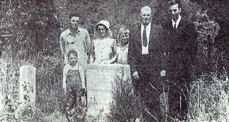 1944 photo of missionaries and local members visiting the Conder monument
