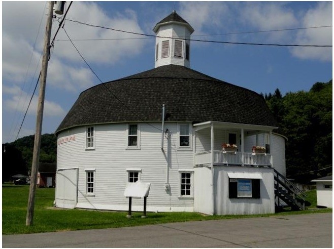 The front of the barn