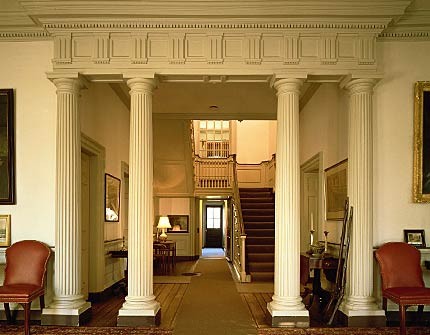 Visitors to this historic mansion first entered this room, which has been preserved to match its original appearance. 