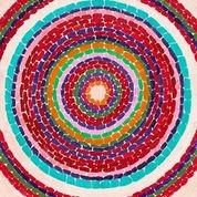 Alma Thomas, Pansies in Washington, 1969. Multi-circular geometric patterns with pastel coloring. 