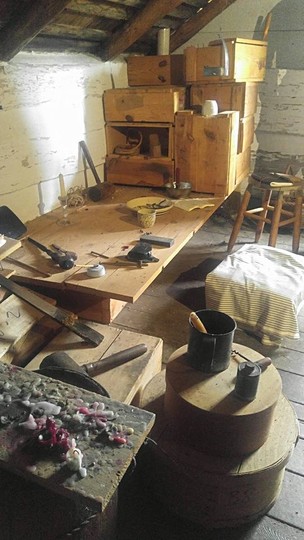 Workshop table with tools.