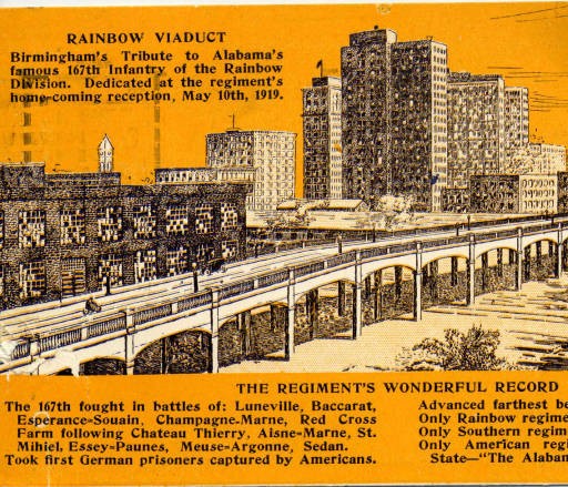 The Rainbow Viaduct shown against the city