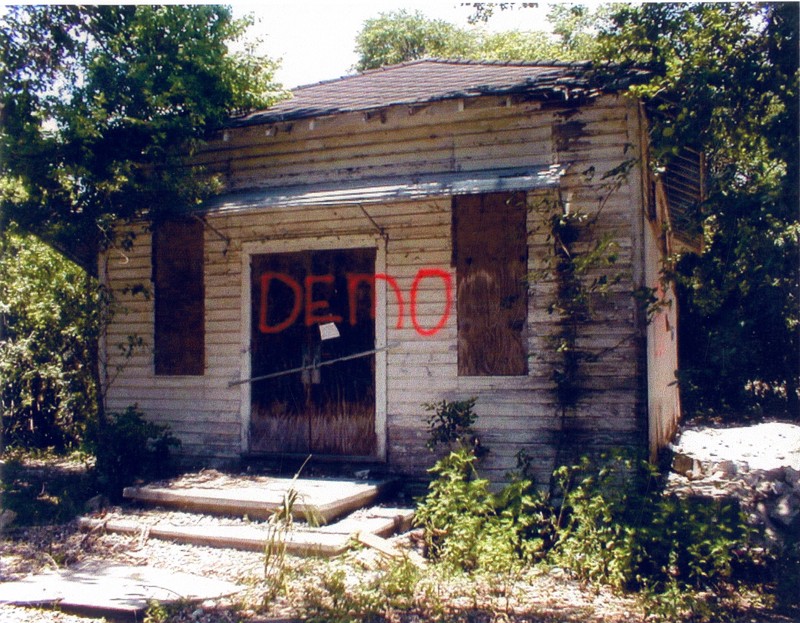 Union Academy building before it was moved to Heritage Village in Largo, Florida, pre-2000. 