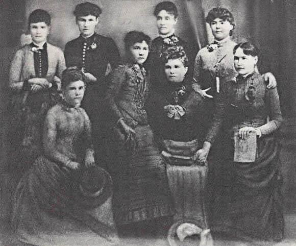 Los Angeles Normal College Graduating Class of 1888. Alice Rowan is located second from right, back row. 