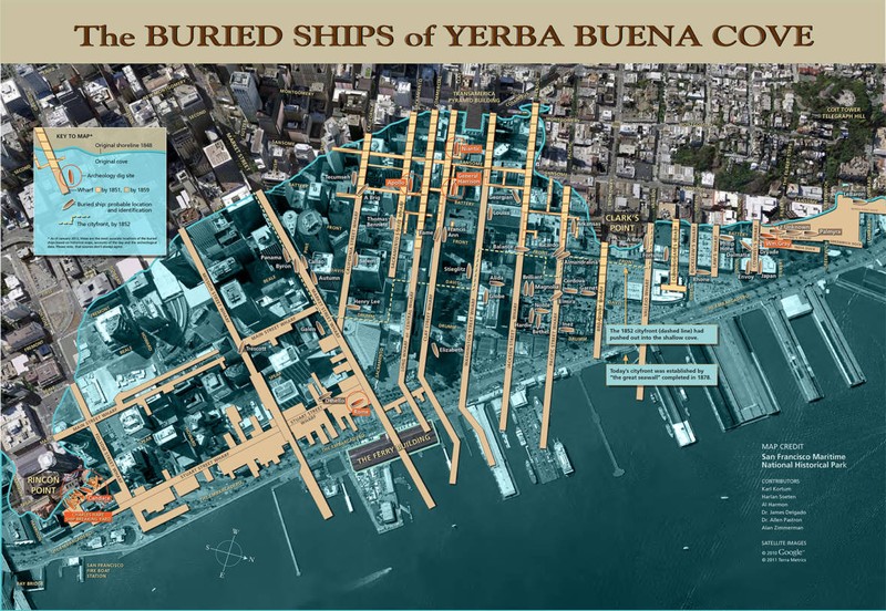 Map of Buried Ships in Yerba Buena Cove (San Francisco)