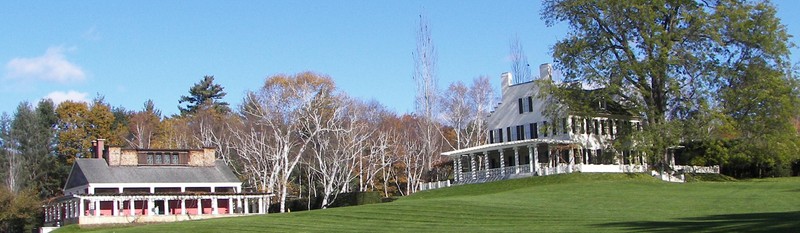 Saint-Gaudens Federal style mansion on the right and his studio on the left.