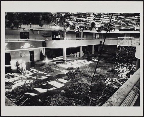 Damage sustained by the Union's ballroom during the fire.