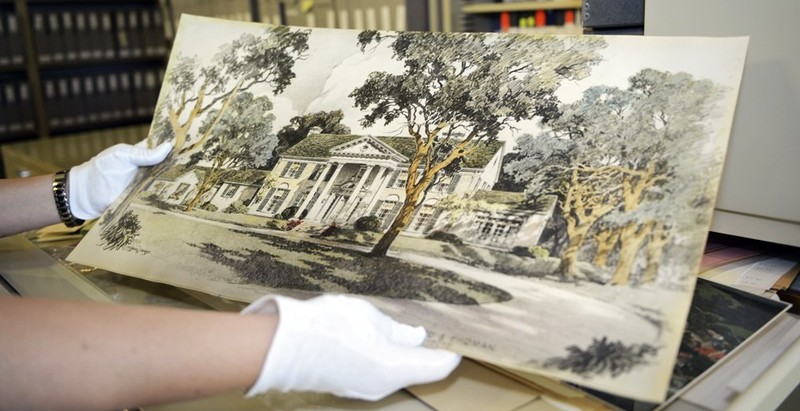 Original painting of Graceland. This is held within Graceland's Archives.