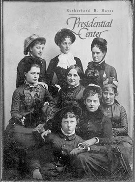 First Lady Hayes (center) with the group of women who helped her plan events at the White House.