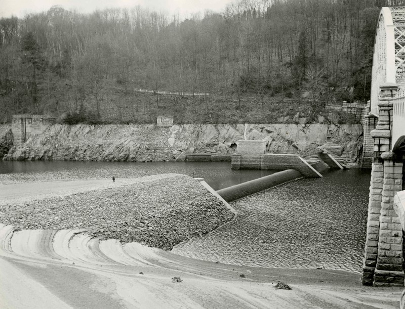 Old Croton Dam revealed at low water in 1949.