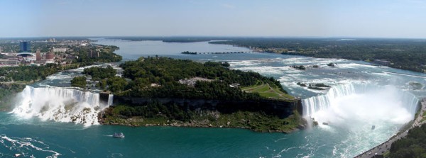 Aerial view of the falls. The park is on the left side.