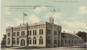 This historic photo of the armory shows how the building has changed over time. 