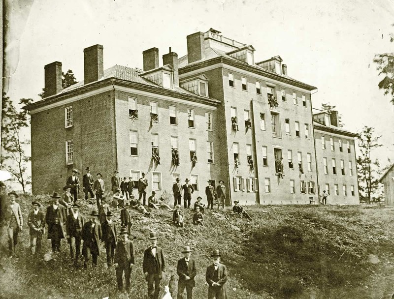 The building above was built prior to the Civil War and was called the “College” because it functioned as a residence hall and instructional building. Wiley Hall is now built on its foundation.