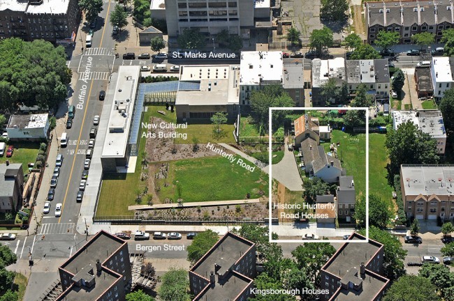 An aerial photograph of Weksville Heritage Center. 

Photograph by Julian Olivas, courtesy of Caples Jefferson Architects 