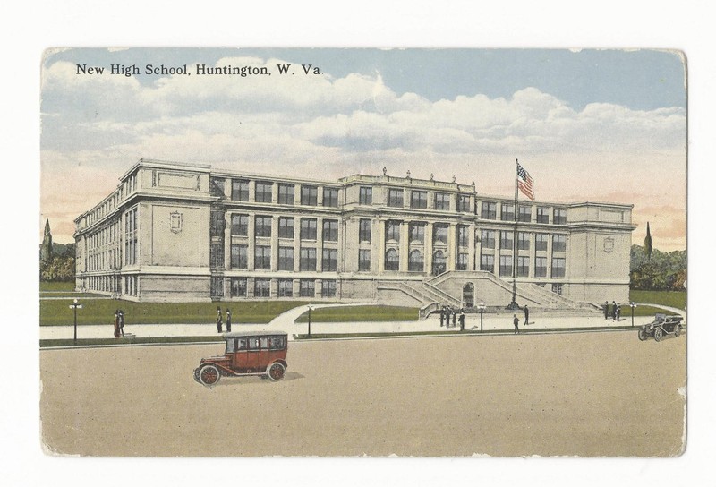 Postcard of Huntington High School, shortly after it opened in 1916