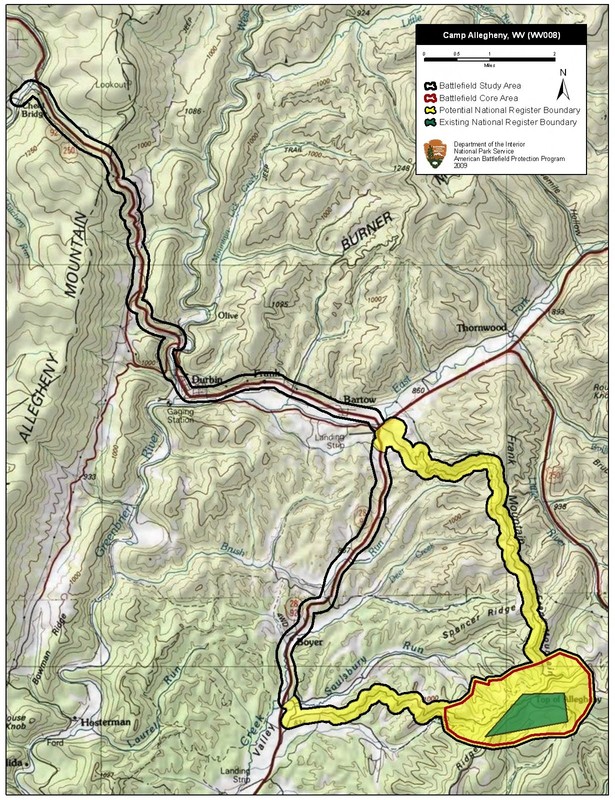 National Park Service map of the battlefield and surrounding area.