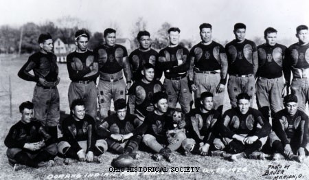 Oorang Tribe football team picture with Jim Thorpe, October 27, 1922.