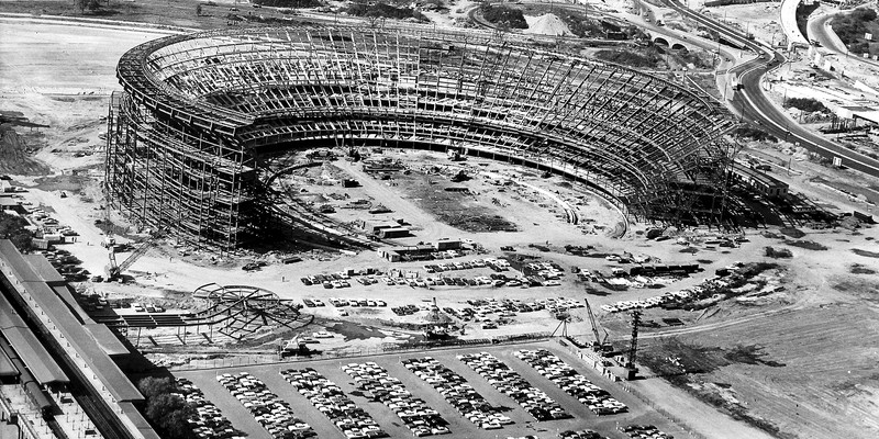 Construction of Shea Stadium from the 1960s