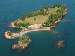 Aerial view of Saint Croix Island International Historic Site