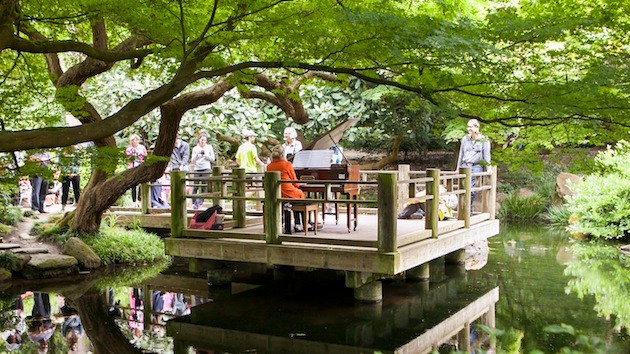 "Flower Piano" event on the Moon Viewing Deck at the San Francisco Botanical Garden