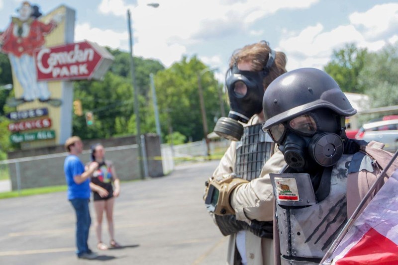 Fallout fans gather at Camden Park in July 2018 after Bethesda's announcement and release trailer at the E3 Conference weeks prior reveal Camden Park as a location in the newest Fallout game. (Huntington Dispatch-Herald, Ryan Fischer).