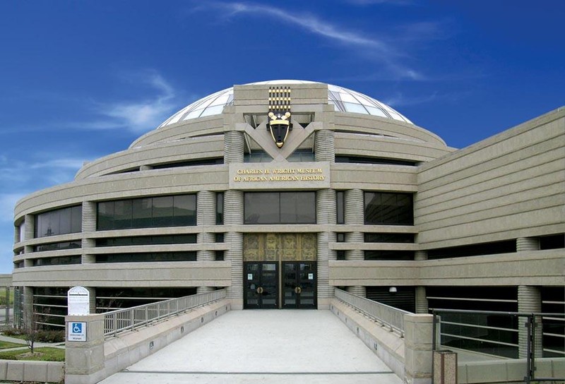 Front entrance of the the Charles H. Wright Museum of African American History in Detroit, Michigan.