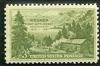 1951 postage stamp honoring the Mormon Station State Historic Park