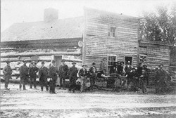 1850s photo of the first log cabin in Genoa/Mormon Station