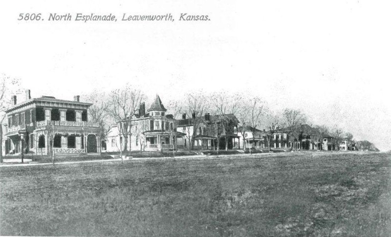 c1915 photo of Ketcheson House (2nd from left) and North Esplenade Historic District (KSHS)