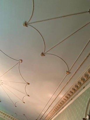 Detail of the ceiling in the upstairs entertainment area of the reconstructed mansion.